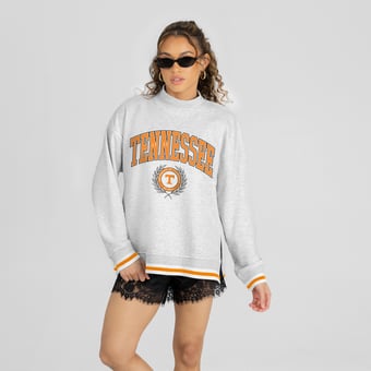 Women's Gameday Couture Heather Gray Tennessee Volunteers Rally Point Contrast Stripe Mock Neck Sweatshirt