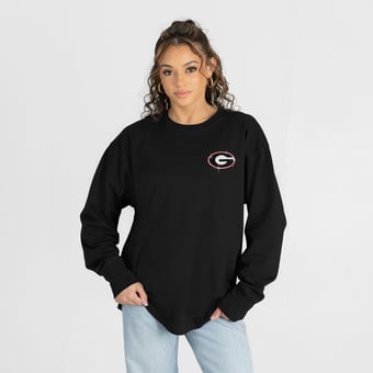 Women's Gameday Couture  Black Georgia Bulldogs Light It Up Rhinestone Long Sleeve T-Shirt