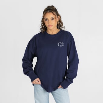 Women's Gameday Couture  Navy Penn State Nittany Lions Light It Up Rhinestone Long Sleeve T-Shirt