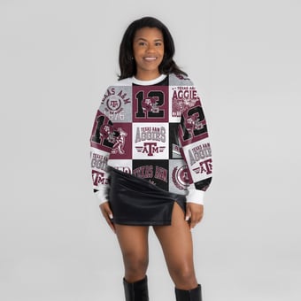 Women's Gameday Couture  Maroon Texas A&M Aggies Highlight Reel Patchwork Long Sleeve Pullover
