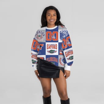 Women's Gameday Couture  Royal Florida Gators Highlight Reel Patchwork Long Sleeve Pullover