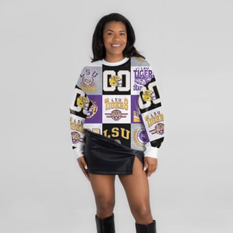 Women's Gameday Couture  Purple LSU Tigers Highlight Reel Patchwork Long Sleeve Pullover