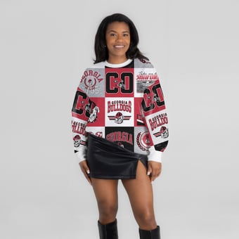 Women's Gameday Couture  Red Georgia Bulldogs Highlight Reel Patchwork Long Sleeve Pullover