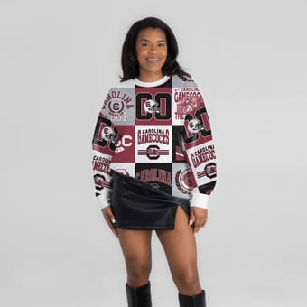 Women's Gameday Couture  Garnet South Carolina Gamecocks Highlight Reel Patchwork Long Sleeve Pullover