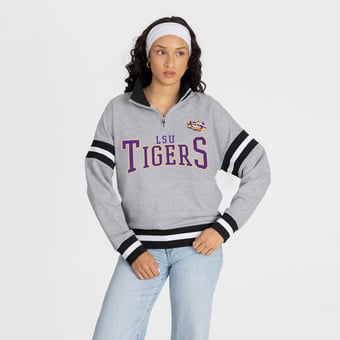 Women's Gameday Couture  Gray LSU Tigers Hold the Line Quarter-Zip Pullover