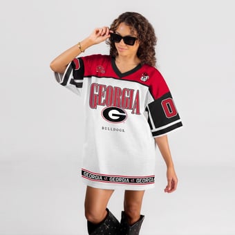 Women's Gameday Couture White Georgia Bulldogs Hustle Mode Jersey Dress