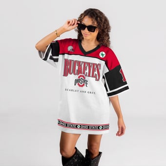 Women's Gameday Couture White Ohio State Buckeyes Hustle Mode Jersey Dress