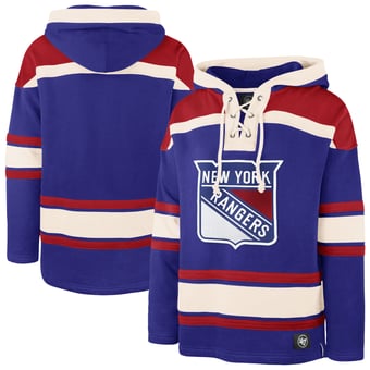 Men's '47  Blue New York Rangers Superior Lacer Hoodie