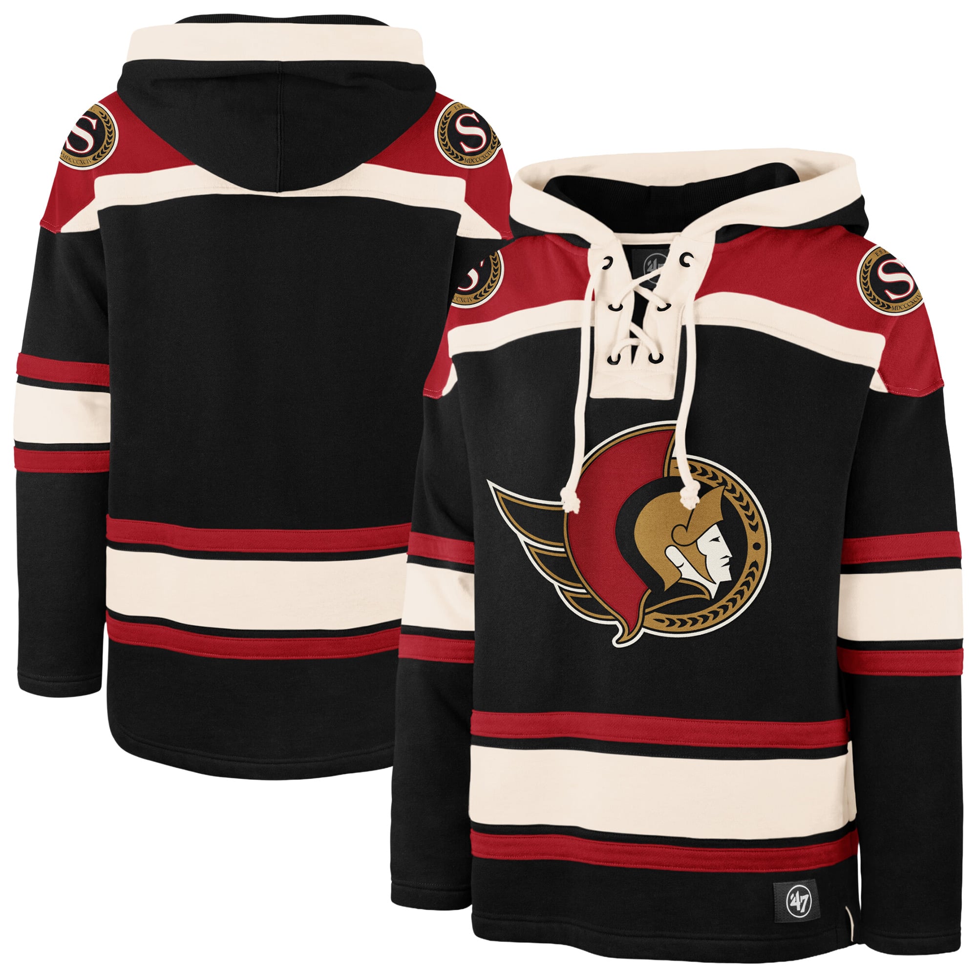 Men's '47  Black Ottawa Senators Superior Lacer Hoodie