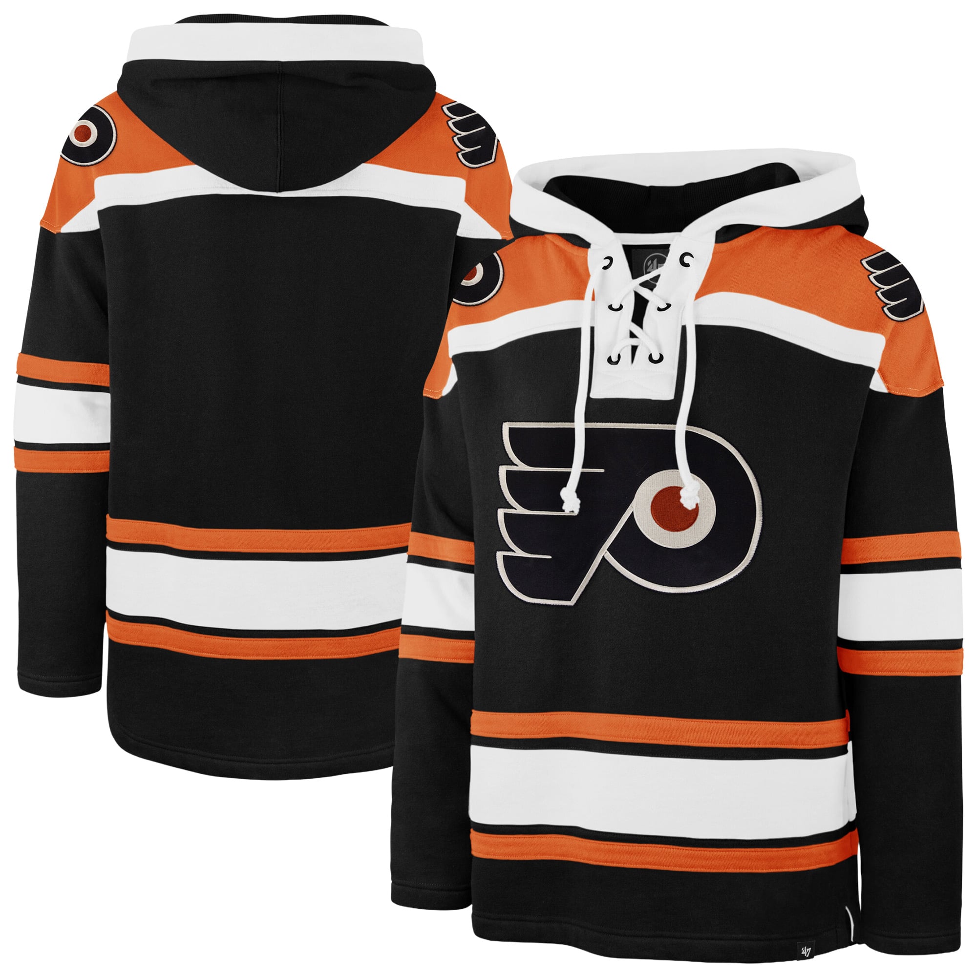 Men's '47  Black Philadelphia Flyers Superior Lacer Hoodie