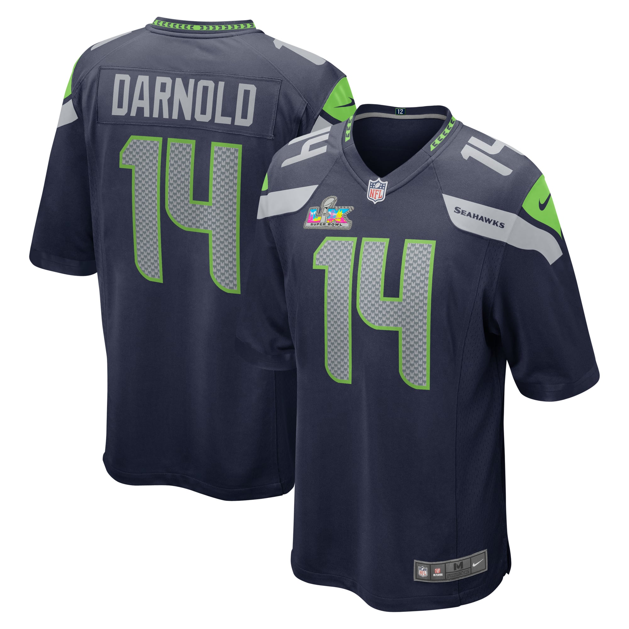 Camiseta Nike Game Parche del Super Bowl LX de la 1ª equipación del Seattle Seahawks - Azul marino - Sam Darnold - Hombre