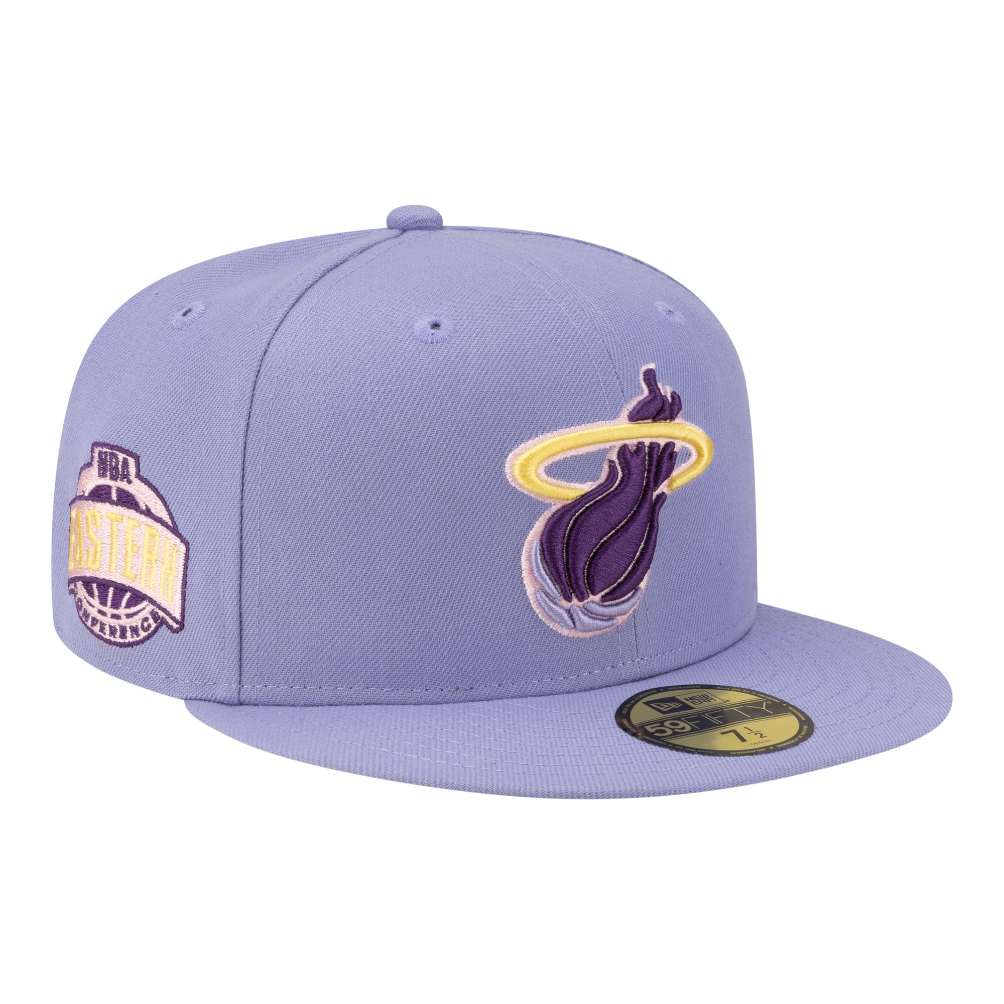 Men's New Era Lavender Miami Heat Color Pack 59FIFTY Fitted Hat