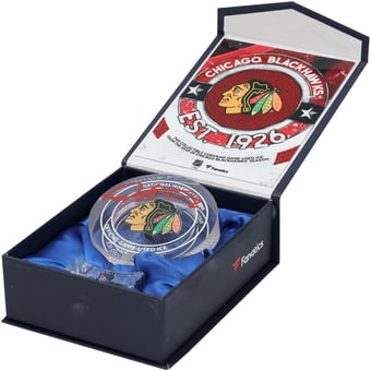 Duncan Keith Chicago Blackhawks Autographed Crystal Puck - Filled with Ice from the 2023-24 Season