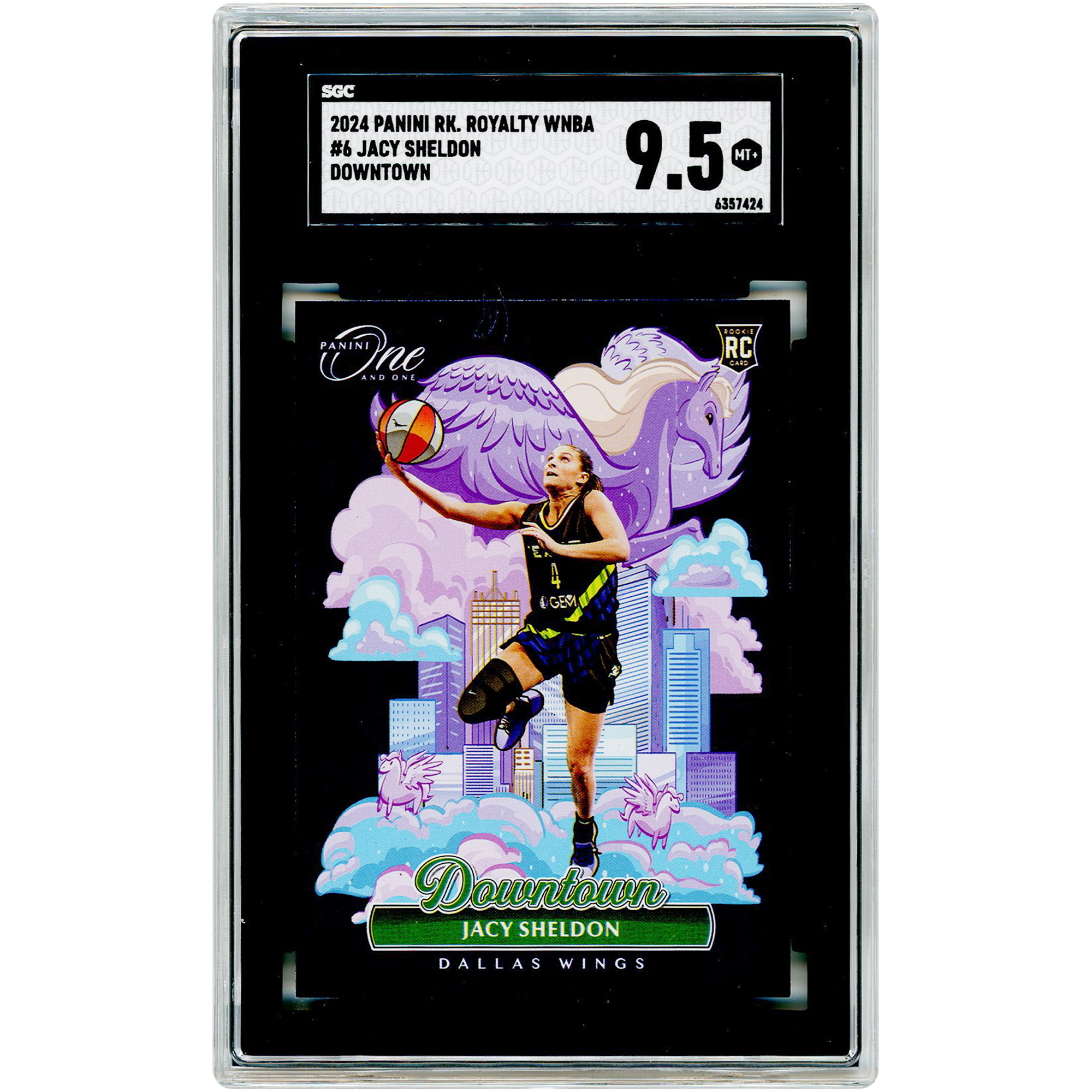 Jacy Sheldon Dallas Wings 2024 Panini Rookie Royalty WNBA Downtown Case Hit #6 SGC Authenticated 9.5 Rookie Card Jacy Sheldon Dallas Wings 2024 Panini Rookie Royalty WNBA Downtown Case Hit #6 SGC Authenticated 9.5 Rookie Card