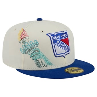 Men's New Era Cream/Blue New York Rangers Localized Stitched 59FIFTY Fitted Hat