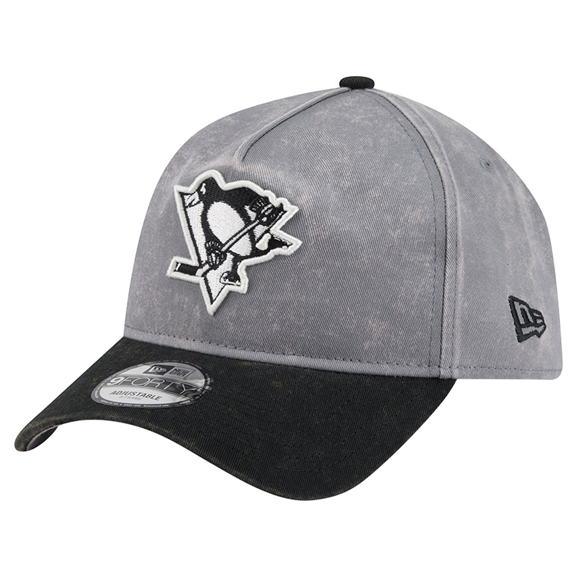 Men's New Era Gray/Black Pittsburgh Penguins Storm A-Frame 9FORTY Adjustable Hat