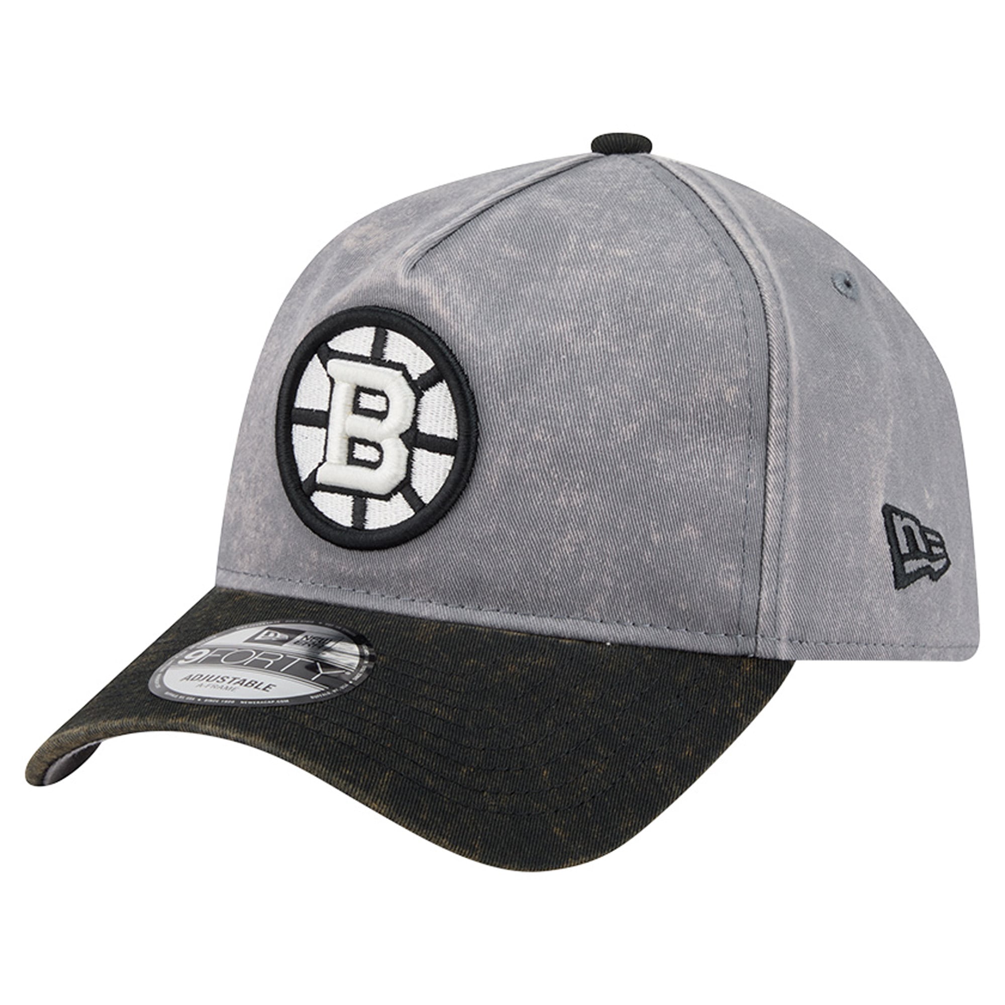 Men's New Era Gray/Black Boston Bruins Storm A-Frame 9FORTY Adjustable Hat