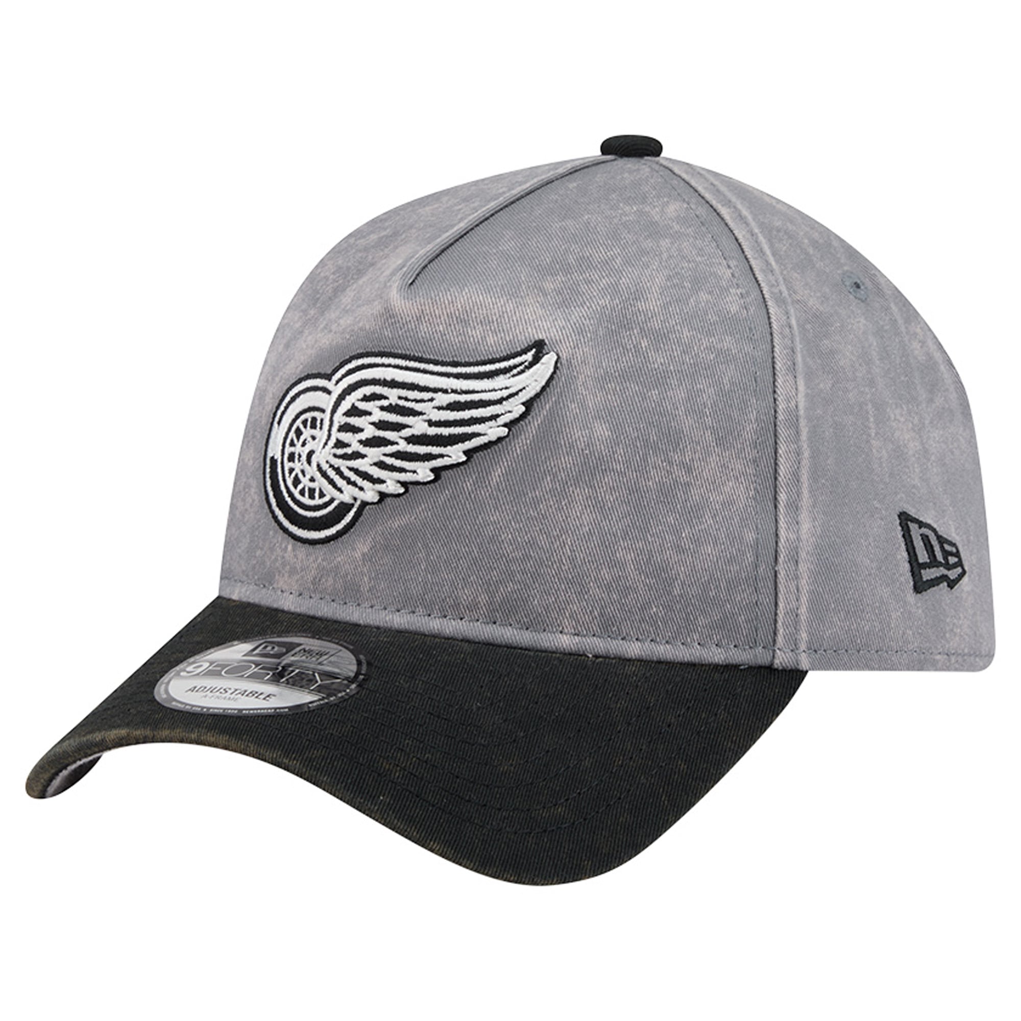 Men's New Era Gray/Black Detroit Red Wings Storm A-Frame 9FORTY Adjustable Hat