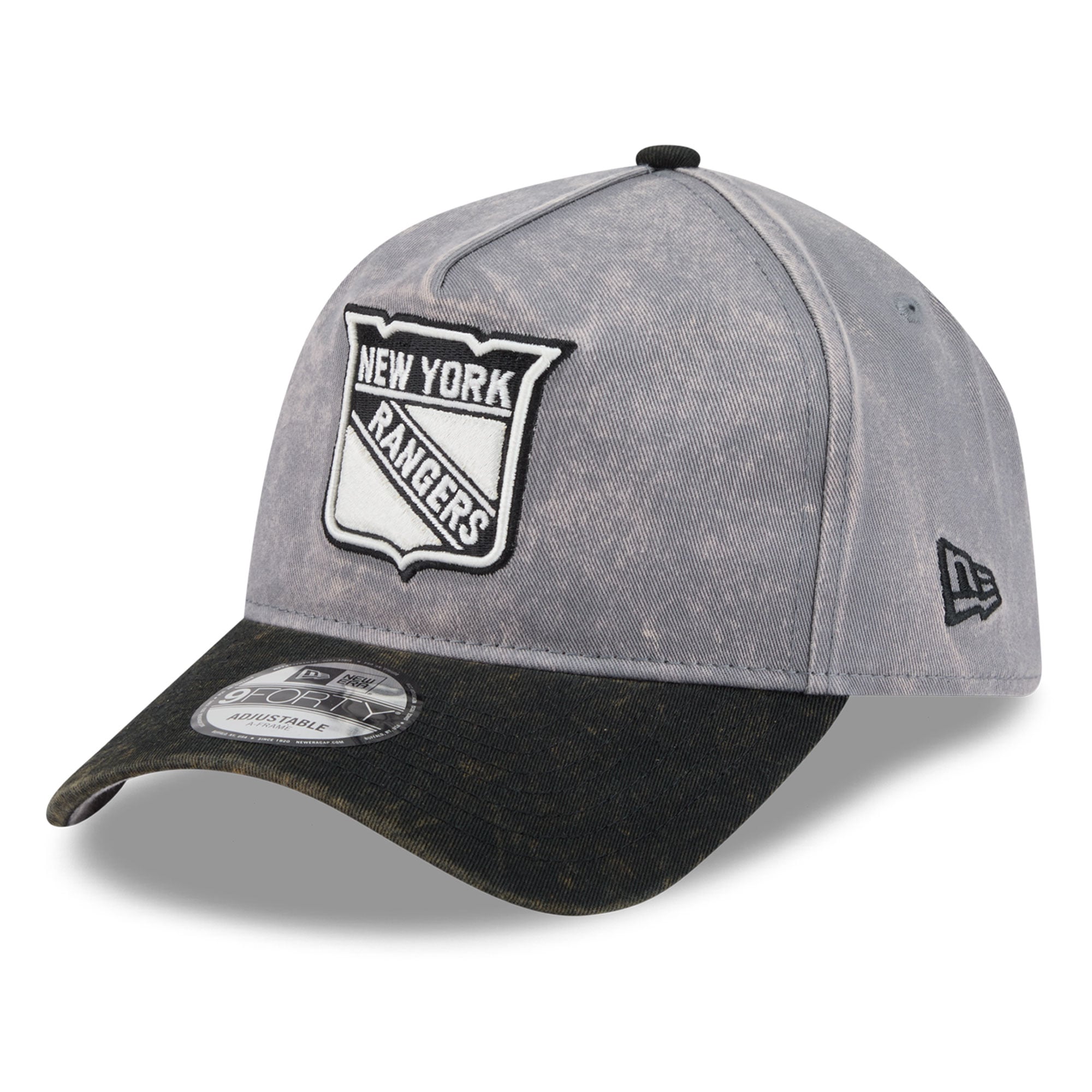Men's New Era Gray/Black New York Rangers Storm A-Frame 9FORTY Adjustable Hat