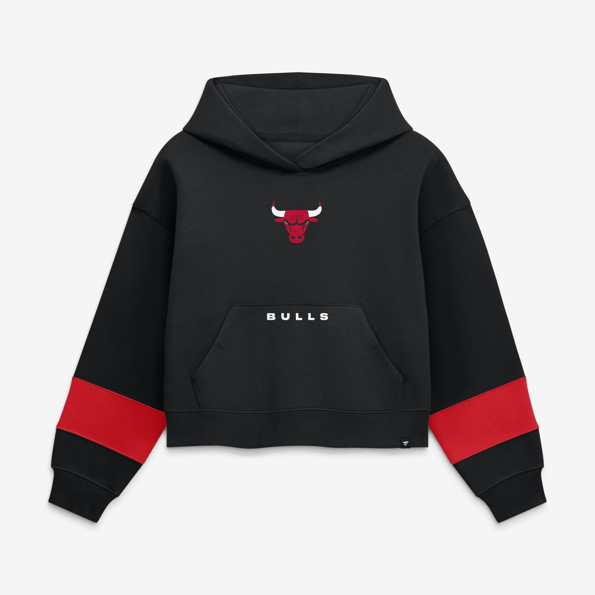 Fanatics Women's Chicago Bulls Black Beat Records Cropped Fleece Hoodie - Black, Red