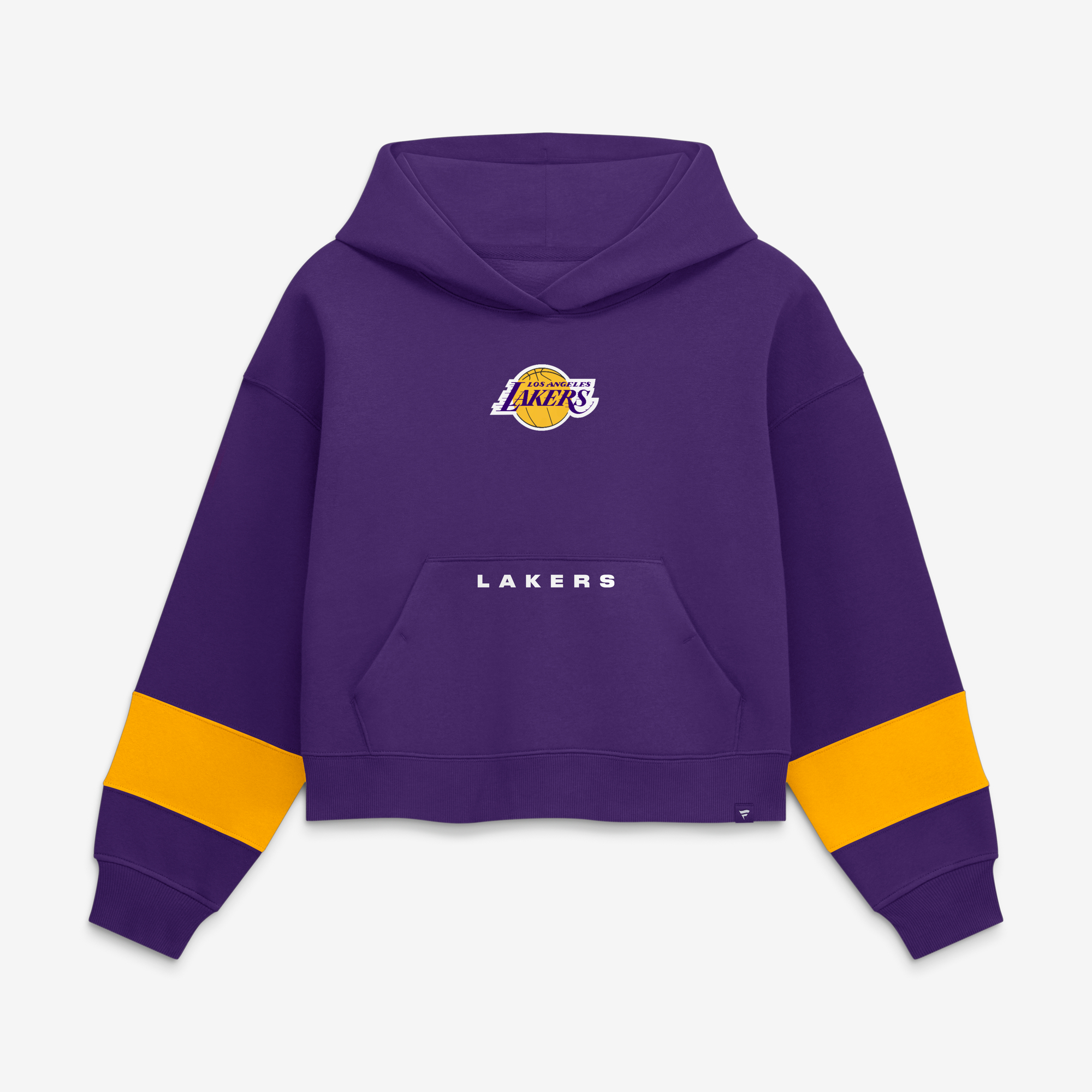Women's Fanatics Los Angeles Lakers Purple Beat Records Cropped Fleece Hoodie