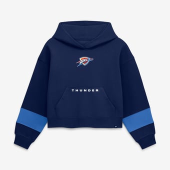 Women's Fanatics  Oklahoma City Thunder Navy Beat Records Cropped Fleece Hoodie