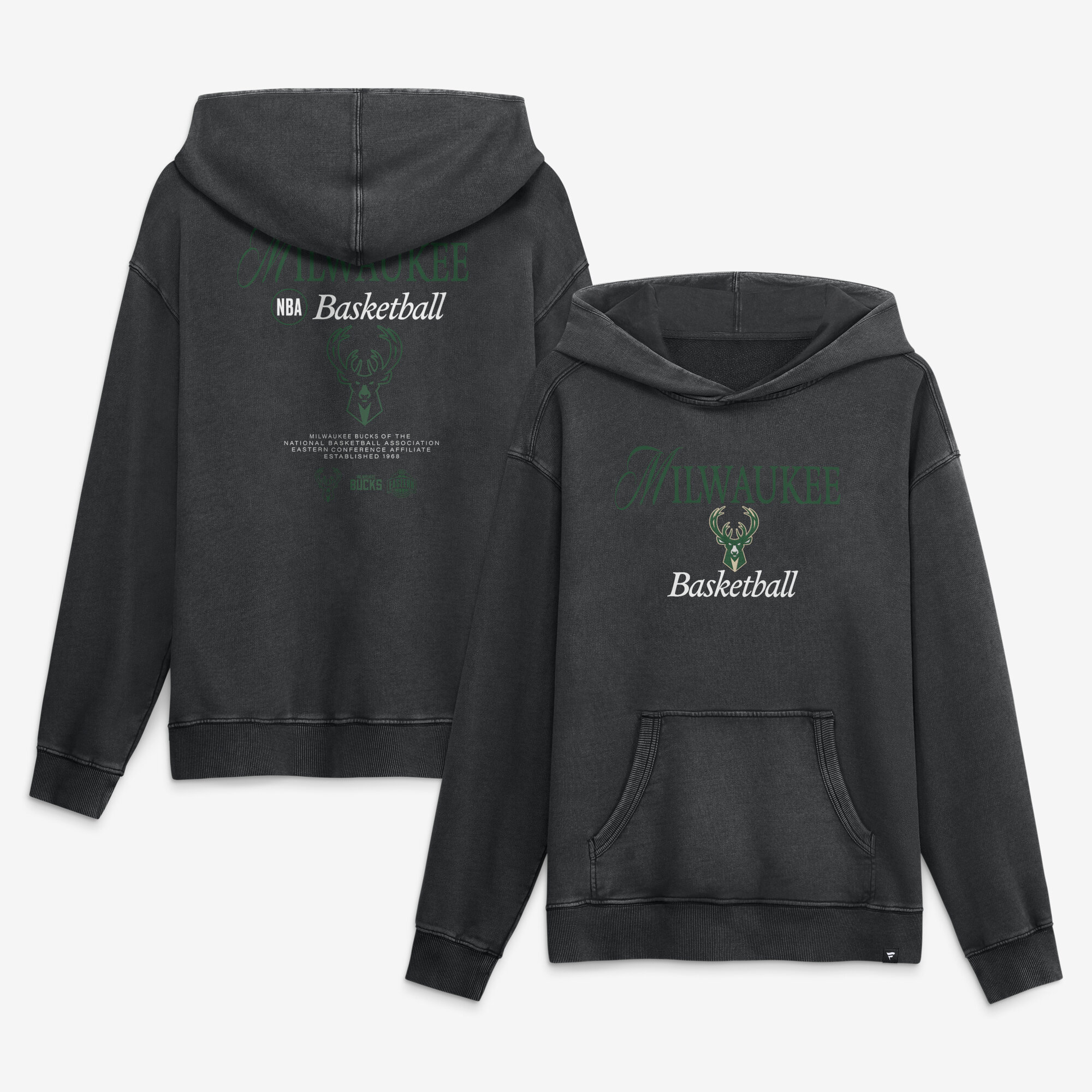 Men's Fanatics Black Milwaukee Bucks Balanced Attack Washed Hoodie