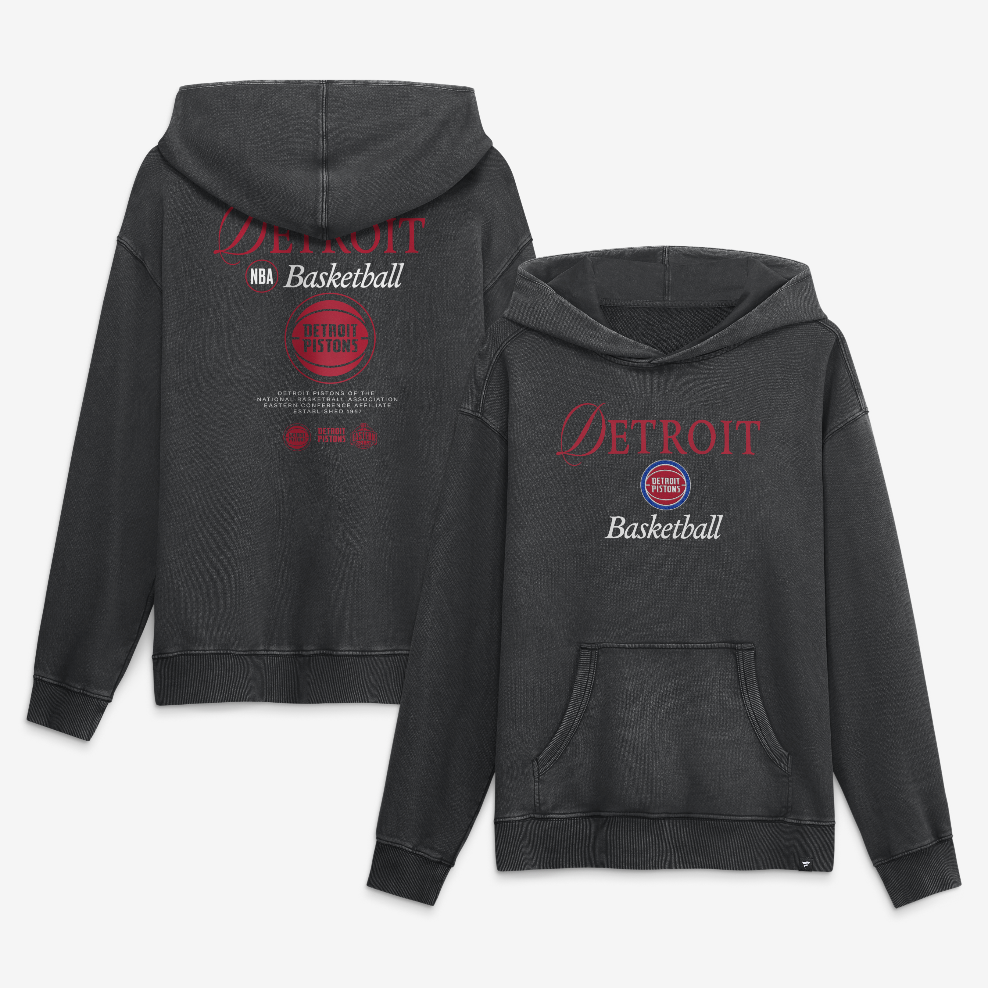 Men's Fanatics Black Detroit Pistons Balanced Attack Washed Hoodie