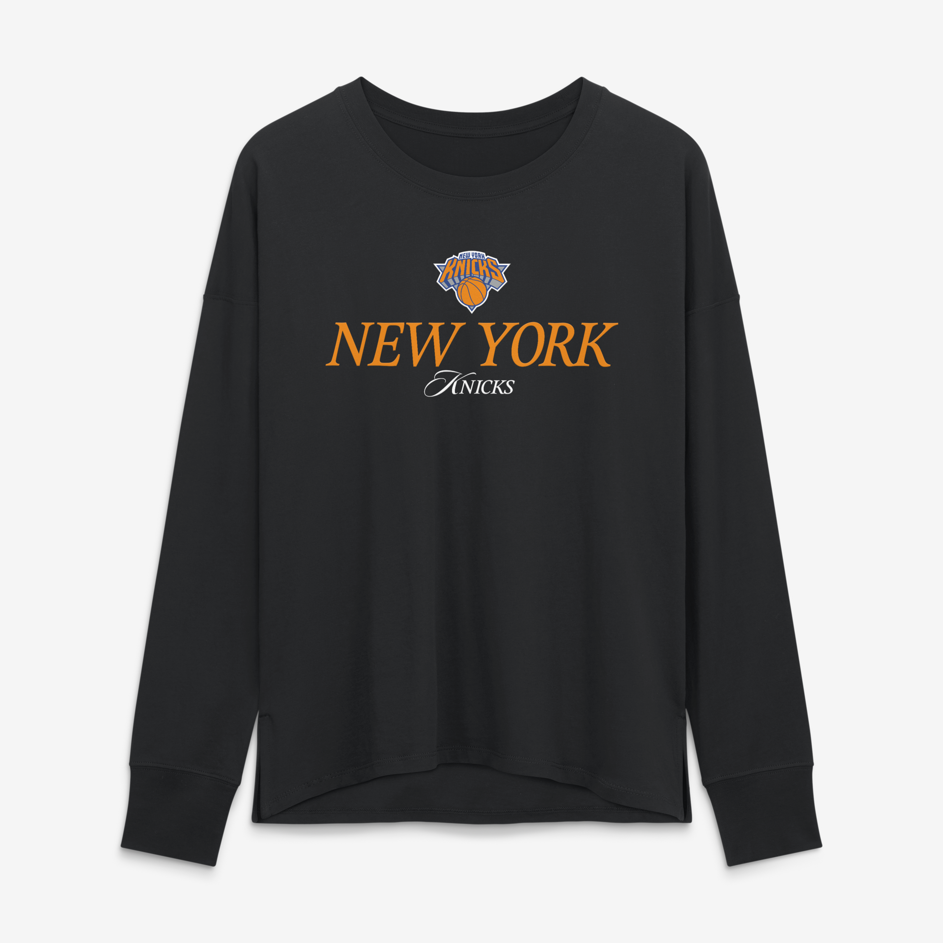 Women's Fanatics  Black New York Knicks Sprint Drills Legacy Long Sleeve T-Shirt