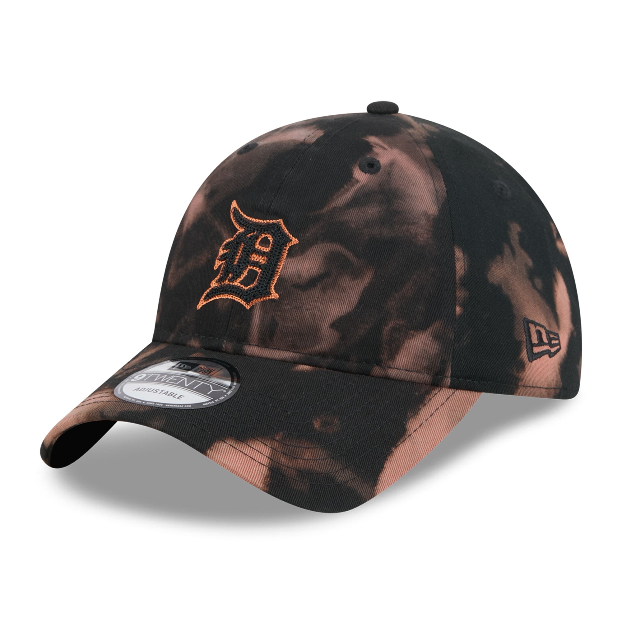Men's New Era Black Detroit Tigers Bleach Wash 9TWENTY Adjustable Hat
