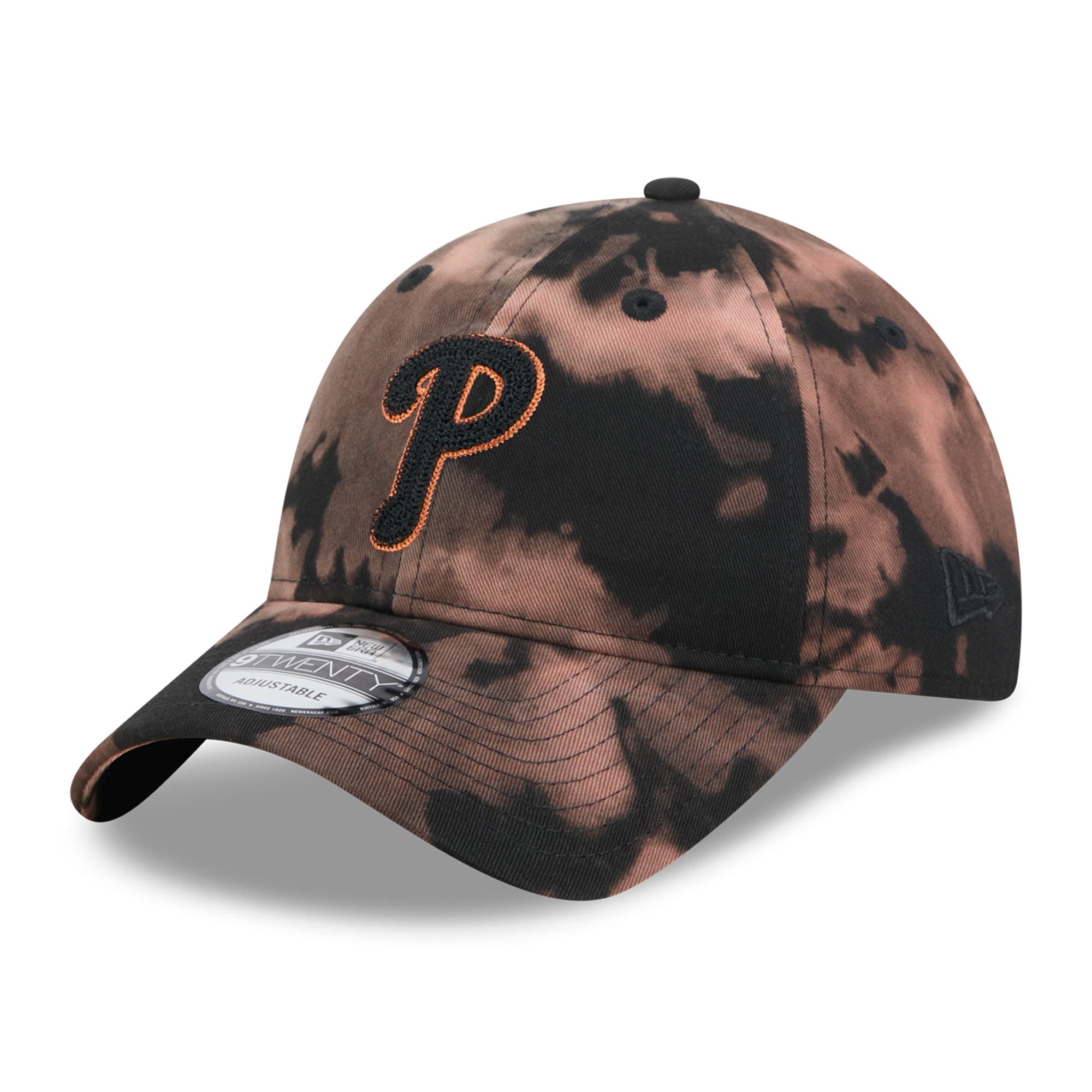 Men's New Era  Black Philadelphia Phillies Bleach Wash 9TWENTY Adjustable Hat