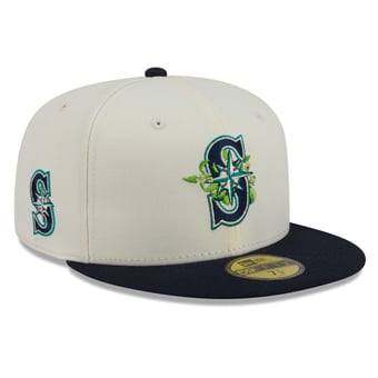 Men's New Era White/Navy Seattle Mariners Blossom 59FIFTY Fitted Hat