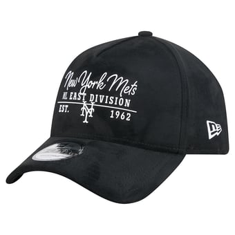Unisex New Era Black New York Mets Script Text 9FORTY A-Frame Adjustable Hat