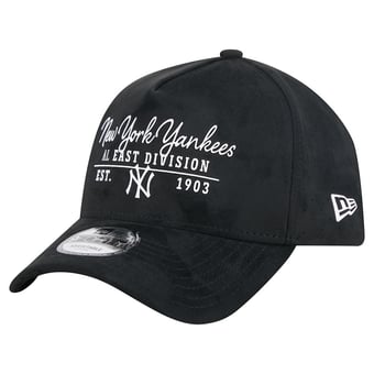 Unisex New Era Black New York Yankees Script Text 9FORTY A-Frame Adjustable Hat