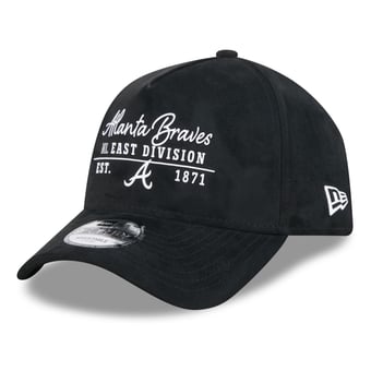 Unisex New Era Black Atlanta Braves Script Text 9FORTY A-Frame Adjustable Hat