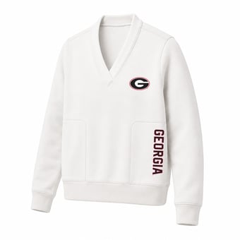 Women's Profile White Georgia Bulldogs Plus Size V-Neck Sweatshirt