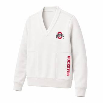 Women's Profile White Ohio State Buckeyes Plus Size V-Neck Sweatshirt