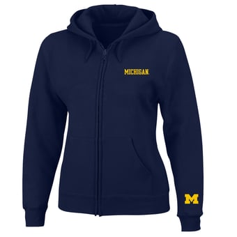 Women's Profile  Navy Michigan Wolverines Plus Size Full-Zip Hooded Jacket