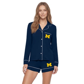 Women's Concepts Sport  Navy Michigan Wolverines Plus Size Concepts Pajama Set