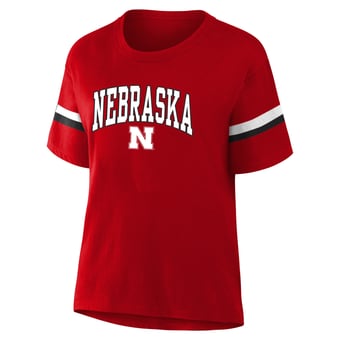 Women's Profile  Scarlet Nebraska Huskers Stripe Plus Size T-Shirt