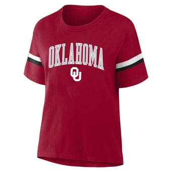 Women's Profile  Crimson Oklahoma Sooners Stripe Plus Size T-Shirt