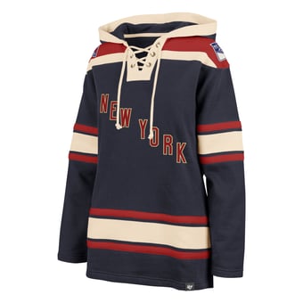 Women's '47  Navy New York Rangers Superior Lacer Pullover Hoodie