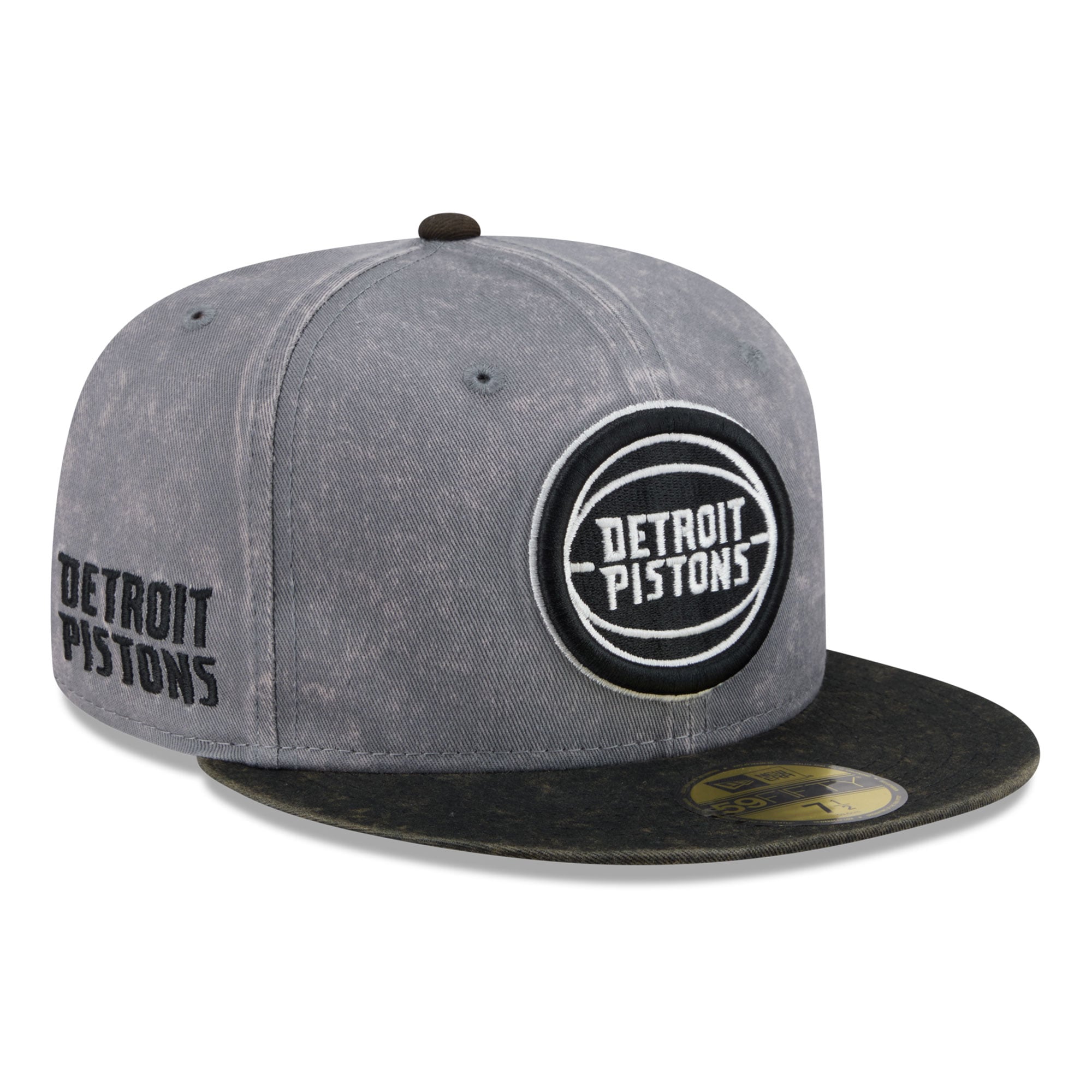 Men's New Era Gray/Black Detroit Pistons Washed 59FIFTY Fitted Hat