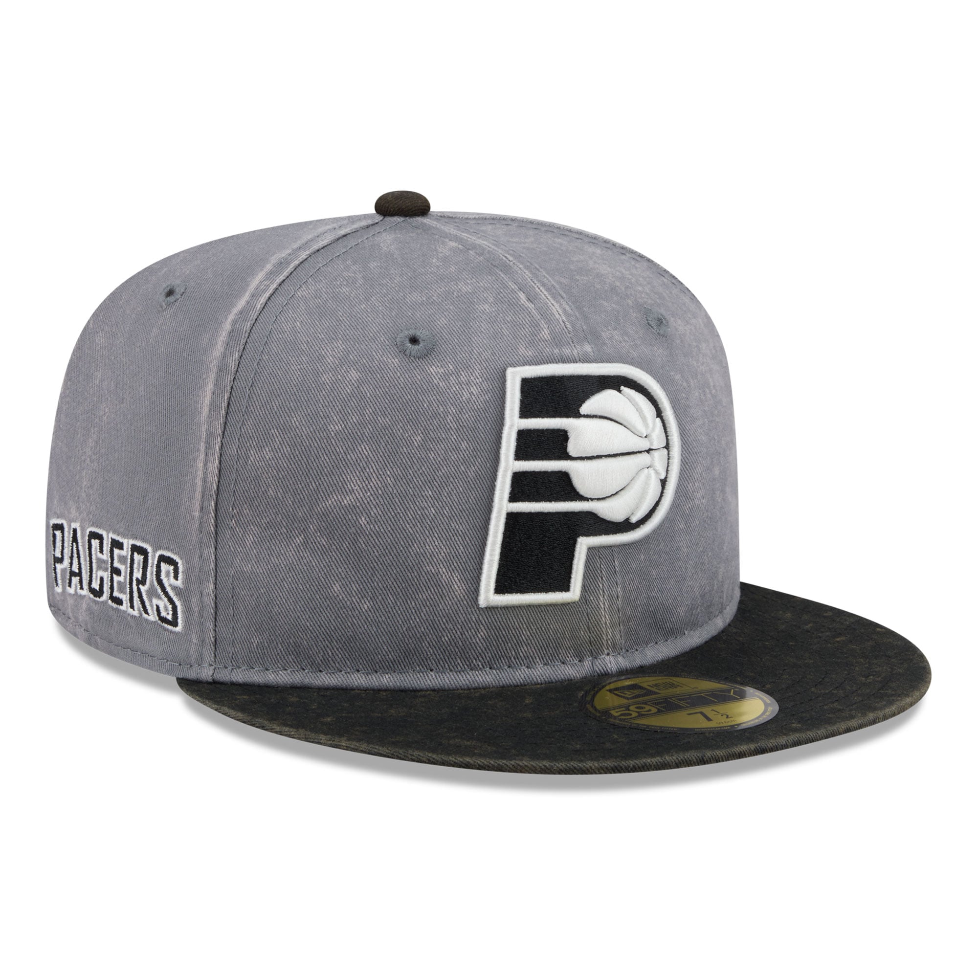Men's New Era Gray/Black Indiana Pacers Washed 59FIFTY Fitted Hat