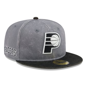Men's New Era Gray/Black Indiana Pacers Washed 59FIFTY Fitted Hat