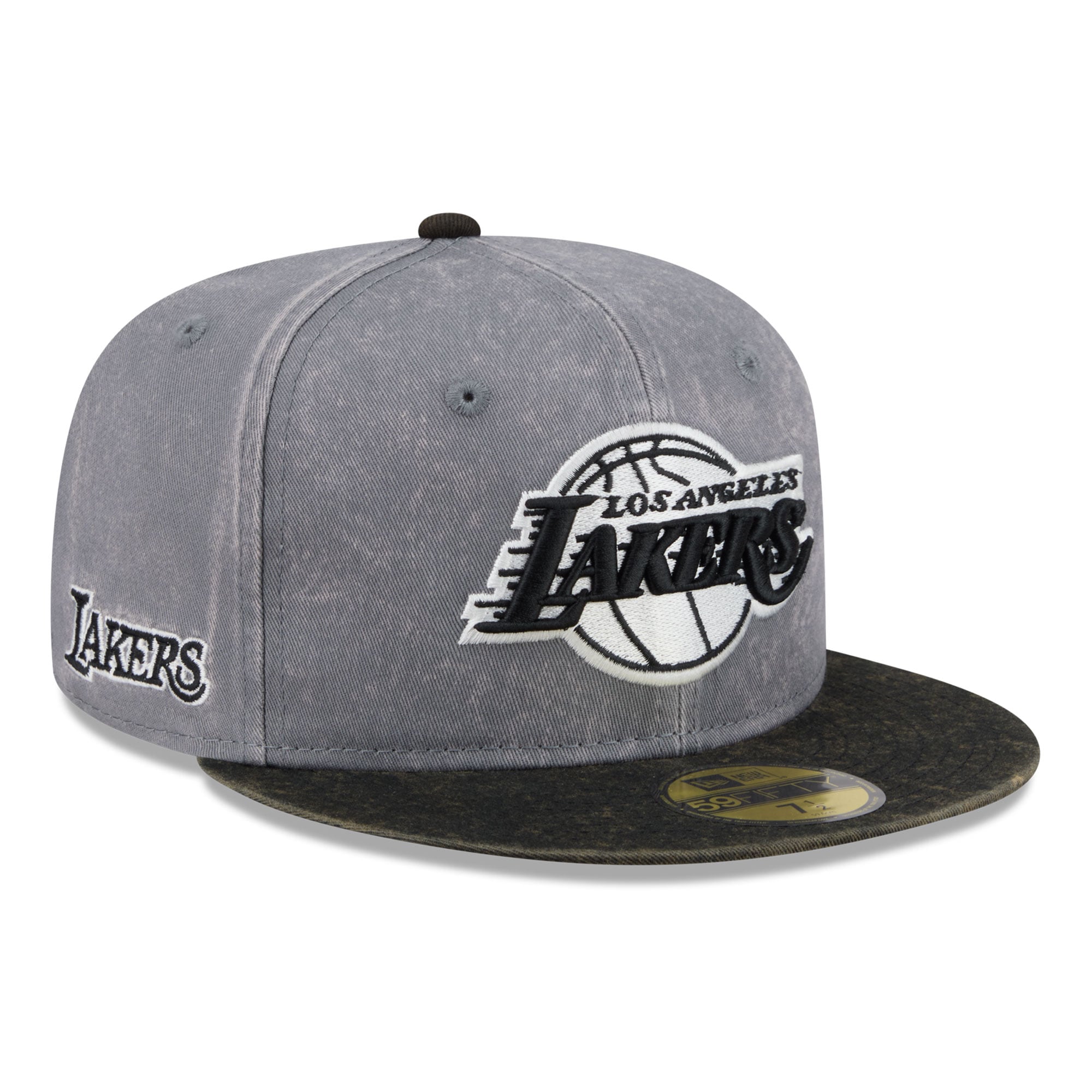 Men's New Era Gray/Black Los Angeles Lakers Washed 59FIFTY Fitted Hat
