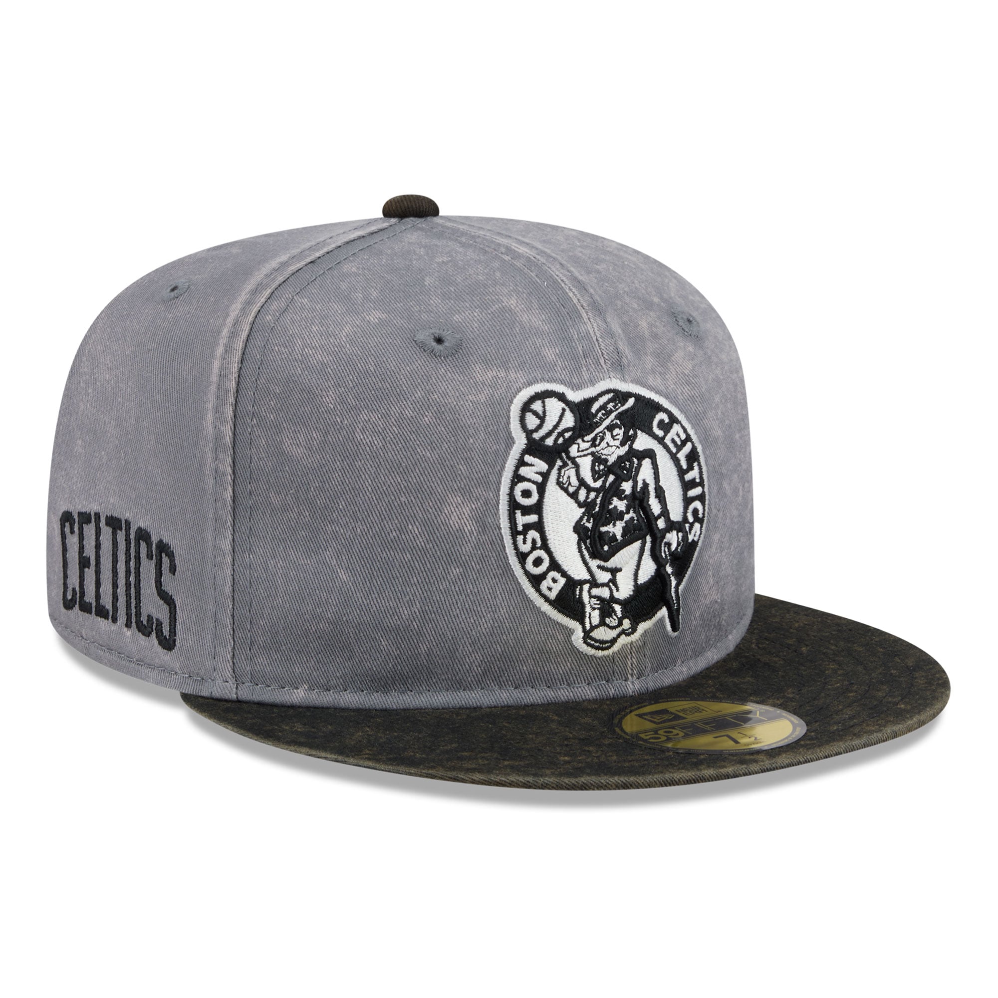Men's New Era Gray/Black Boston Celtics Washed 59FIFTY Fitted Hat