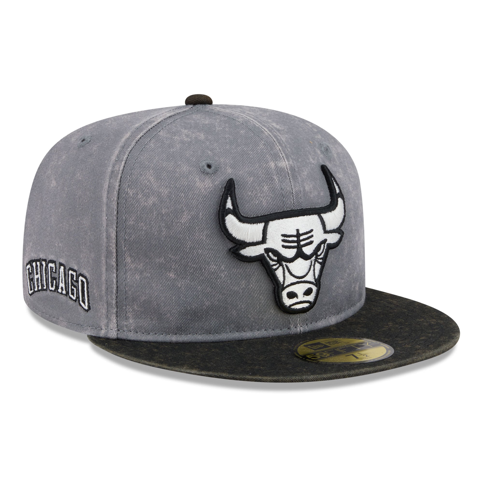 Men's New Era Gray/Black Chicago Bulls Washed 59FIFTY Fitted Hat
