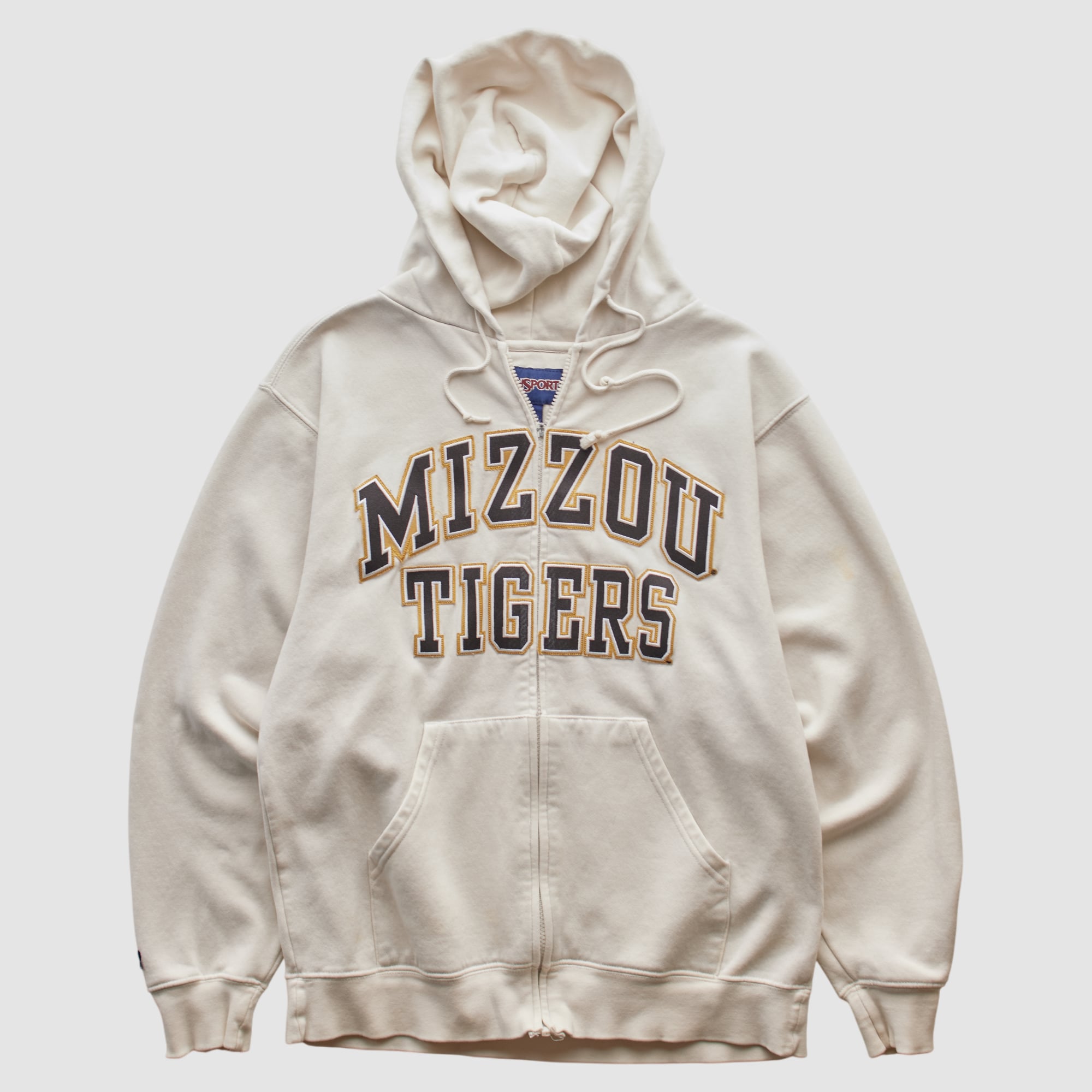 Missouri Tigers Jansport 2000s Hooded Full Zip Sweatshirt - Beige - XS by Fanatics Real Vintage