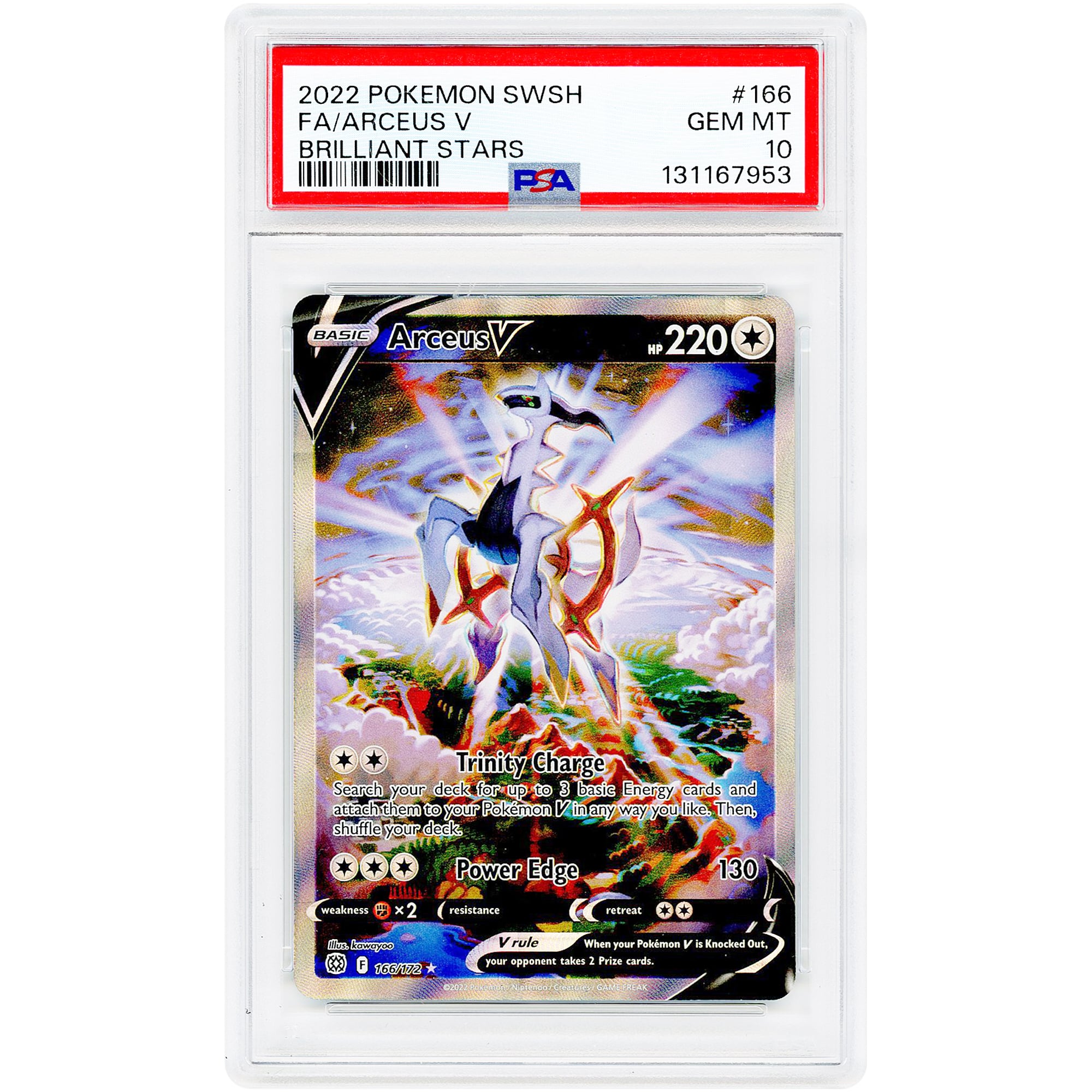 Arceus V 2022 Pokemon Brilliant Stars Ultra Rare #166 PSA Authenticated 10 Card